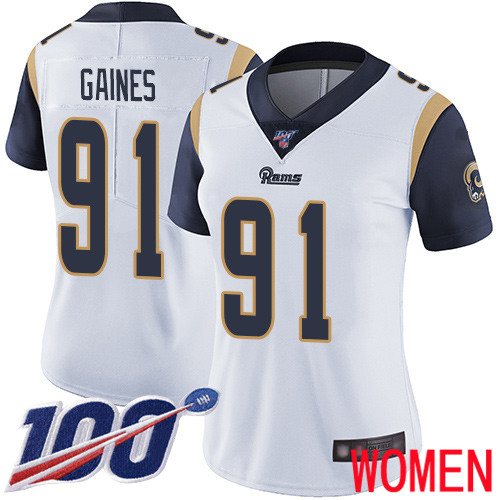 Los Angeles Rams Limited White Women Greg Gaines Road Jersey NFL Football #91 100th Season Vapor Untouchable
